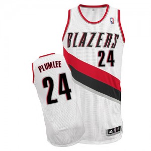 Maillot NBA Blanc Mason Plumlee #24 Portland Trail Blazers Home Authentic Homme Adidas