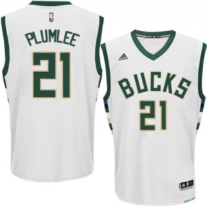 Milwaukee Bucks #21 Adidas Home Blanc Authentic Maillot d'équipe de NBA Remise - Miles Plumlee pour Homme