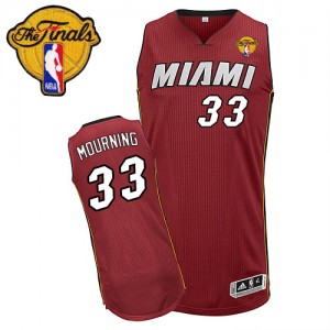 Maillot Adidas Rouge Alternate Finals Patch Authentic Miami Heat - Alonzo Mourning #33 - Homme