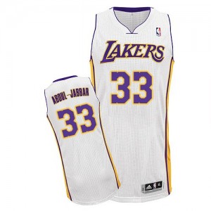Los Angeles Lakers Kareem Abdul-Jabbar #33 Alternate Authentic Maillot d'équipe de NBA - Blanc pour Homme