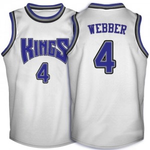 Maillot NBA Sacramento Kings #4 Chris Webber Blanc Adidas Swingman Throwback - Homme
