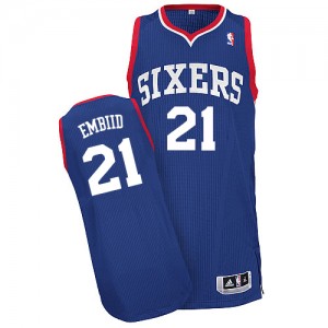 Maillot NBA Bleu royal Joel Embiid #21 Philadelphia 76ers Alternate Authentic Homme Adidas