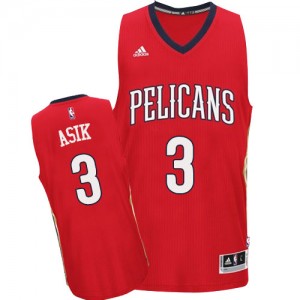New Orleans Pelicans Omer Asik #3 Alternate Authentic Maillot d'équipe de NBA - Rouge pour Homme