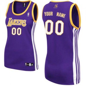Maillot NBA Los Angeles Lakers Personnalisé Authentic Violet Adidas Road - Femme