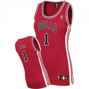 Maillot NBA Chicago Bulls #1 Derrick Rose Rouge Adidas Authentic Road - Femme