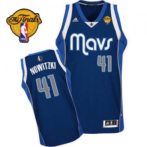 Maillot NBA Swingman Dirk Nowitzki #41 Dallas Mavericks Alternate Finals Patch Bleu marin - Homme