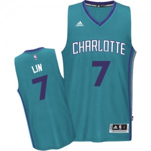 Maillot NBA Bleu clair Jeremy Lin #7 Charlotte Hornets Road Authentic Homme Adidas