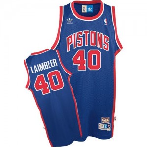 Maillot Authentic Detroit Pistons NBA Throwback Bleu - #40 Bill Laimbeer - Homme