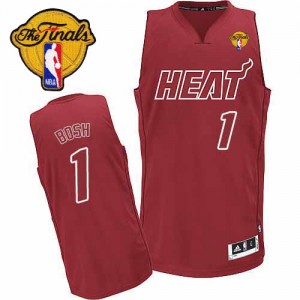 Maillot Authentic Miami Heat NBA Big Color Fashion Finals Patch Rouge - #1 Chris Bosh - Homme