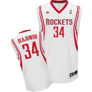 Maillot Adidas Blanc Home Swingman Houston Rockets - Hakeem Olajuwon #34 - Homme
