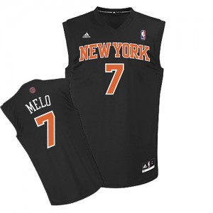 New York Knicks #7 Adidas Melo Fashion Noir Swingman Maillot d'équipe de NBA en soldes - Carmelo Anthony pour Homme
