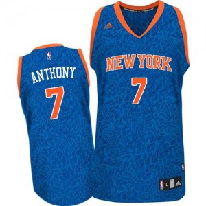 New York Knicks Carmelo Anthony #7 Crazy Light Authentic Maillot d'équipe de NBA - Bleu pour Homme
