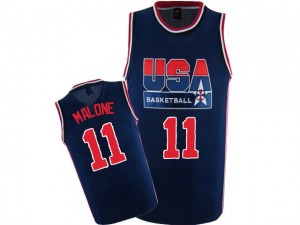 Maillot NBA Bleu marin Karl Malone #11 Team USA 2012 Olympic Retro Authentic Homme Nike
