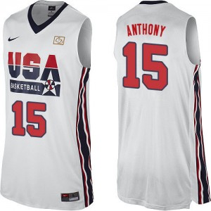 Maillots de basket Authentic Team USA NBA 2012 Olympic Retro Blanc - #15 Carmelo Anthony - Homme