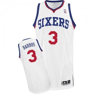 Maillot NBA Blanc Dana Barros #3 Philadelphia 76ers Home Authentic Homme Adidas