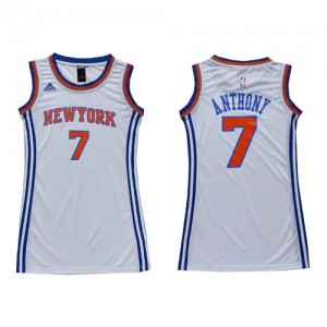 Maillot Authentic New York Knicks NBA Dress Blanc - #7 Carmelo Anthony - Femme