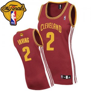 Maillot NBA Authentic Kyrie Irving #2 Cleveland Cavaliers Road 2015 The Finals Patch Vin Rouge - Femme