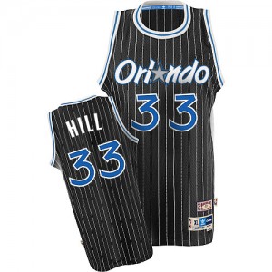 Maillot NBA Noir Grant Hill #33 Orlando Magic Throwback Authentic Homme Adidas