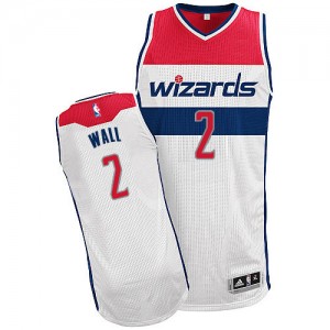 Maillot NBA Washington Wizards #2 John Wall Blanc Adidas Authentic Home - Homme