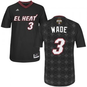 Maillot NBA Noir Dwyane Wade #3 Miami Heat New Latin Nights Authentic Homme Adidas