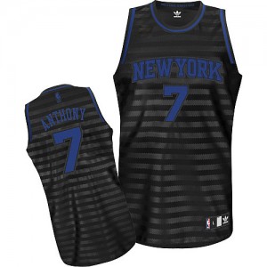 New York Knicks #7 Adidas Groove Gris noir Authentic Maillot d'équipe de NBA Braderie - Carmelo Anthony pour Femme