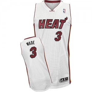 Maillot Adidas Blanc Home Authentic Miami Heat - Dwyane Wade #3 - Homme