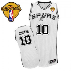 San Antonio Spurs #10 Adidas Home Finals Patch Blanc Authentic Maillot d'équipe de NBA Braderie - Dennis Rodman pour Homme