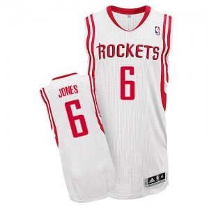 Maillot NBA Blanc Terrence Jones #6 Houston Rockets Home Authentic Homme Adidas