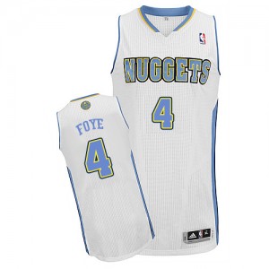 Denver Nuggets #4 Adidas Home Blanc Authentic Maillot d'équipe de NBA la vente - Randy Foye pour Homme