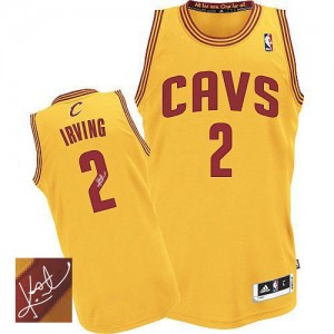 Cleveland Cavaliers Kyrie Irving #2 Alternate Autographed Authentic Maillot d'équipe de NBA - Or pour Homme