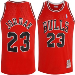Maillot NBA Rouge Michael Jordan #23 Chicago Bulls Throwback Swingman Homme Mitchell and Ness