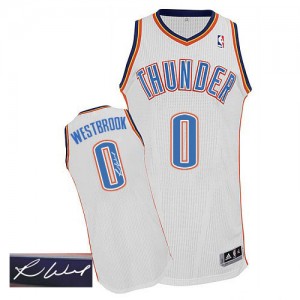 Maillot Adidas Blanc Home Autographed Authentic Oklahoma City Thunder - Russell Westbrook #0 - Homme