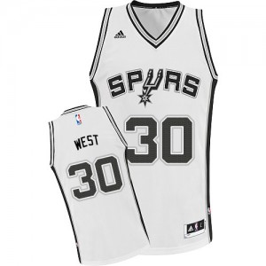 Maillot NBA Blanc David West #30 San Antonio Spurs Home Swingman Enfants Adidas