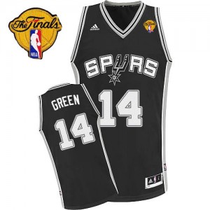San Antonio Spurs Danny Green #14 Road Finals Patch Swingman Maillot d'équipe de NBA - Noir pour Homme