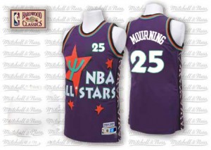 Maillot NBA Charlotte Hornets #25 Alonzo Mourning Violet Adidas Swingman Throwback 1995 All Star - Homme