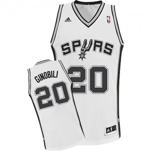 Maillot NBA San Antonio Spurs #20 Manu Ginobili Blanc Adidas Swingman Home - Enfants