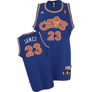 Maillot Adidas Bleu CAVS Throwback Authentic Cleveland Cavaliers - LeBron James #23 - Homme