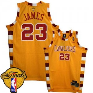 Maillot Adidas Or Throwback Classic 2015 The Finals Patch Swingman Cleveland Cavaliers - LeBron James #23 - Homme