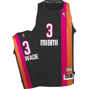 Maillot NBA Miami Heat #3 Dwyane Wade Noir Adidas Authentic ABA Hardwood Classic - Homme