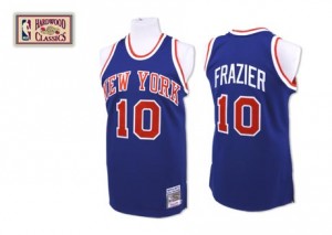 Maillot NBA Bleu royal Walt Frazier #10 New York Knicks Throwback Authentic Homme Mitchell and Ness