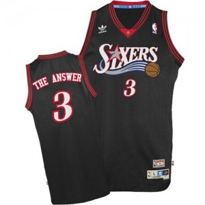 Maillot NBA Philadelphia 76ers #3 Allen Iverson Noir Mitchell and Ness Swingman "The Answer" Throwback - Homme