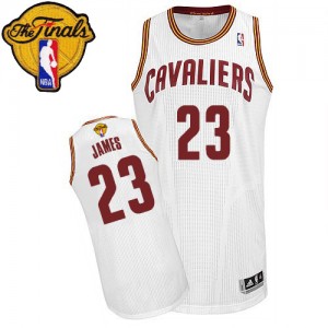 Maillot Authentic Cleveland Cavaliers NBA Home 2015 The Finals Patch Blanc - #23 LeBron James - Homme