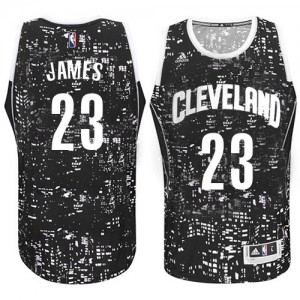 Maillot NBA Cleveland Cavaliers #23 LeBron James Noir Adidas Authentic City Light - Homme