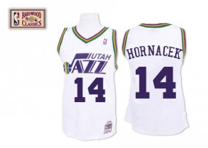 Maillot NBA Authentic Jeff Hornacek #14 Utah Jazz Throwback Blanc - Homme