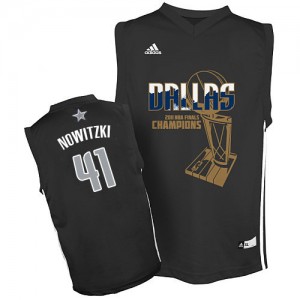 Maillot NBA Noir Dirk Nowitzki #41 Dallas Mavericks Finals Champions Swingman Homme Adidas