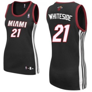 Maillot NBA Miami Heat #21 Hassan Whiteside Noir Adidas Swingman Road - Femme