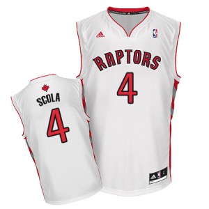 Maillot NBA Toronto Raptors #4 Luis Scola Blanc Adidas Swingman Home - Homme