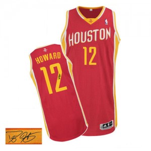 Houston Rockets #12 Adidas Alternate Autographed Rouge Authentic Maillot d'équipe de NBA Magasin d'usine - Dwight Howard pour Homme