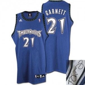 Minnesota Timberwolves Kevin Garnett #21 Augotraphed Authentic Maillot d'équipe de NBA - Slate Blue pour Homme