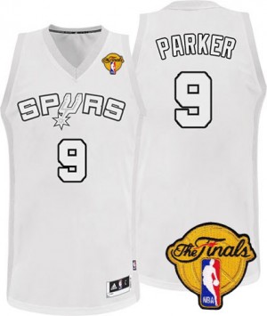 Maillot NBA Blanc Tony Parker #9 San Antonio Spurs Winter On-Court Finals Patch Authentic Homme Adidas